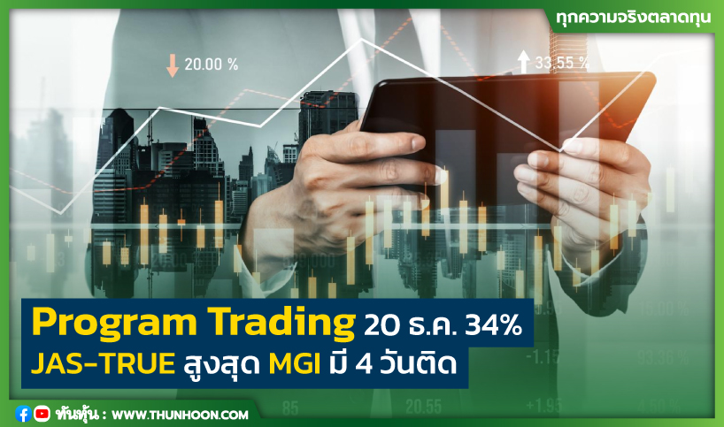 Program Trading 20 ธ.ค. 34% JAS-TRUE สูงสุด  MGI มี 4 วันติด