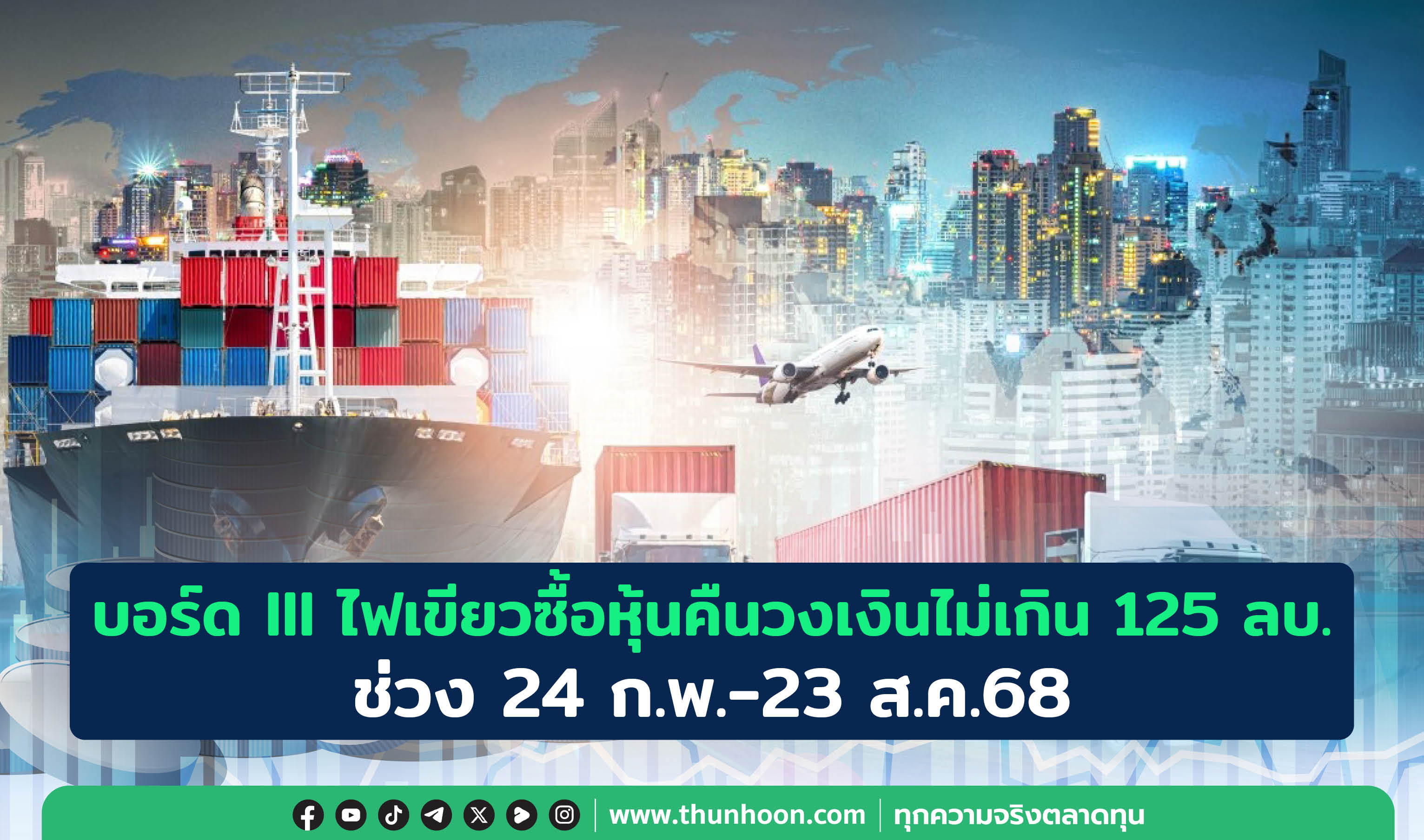 บอร์ด III ไฟเขียวซื้อหุ้นคืนวงเงินไม่เกิน 125 ลบ. ช่วง 24 ก.พ.-23 ส.ค.68