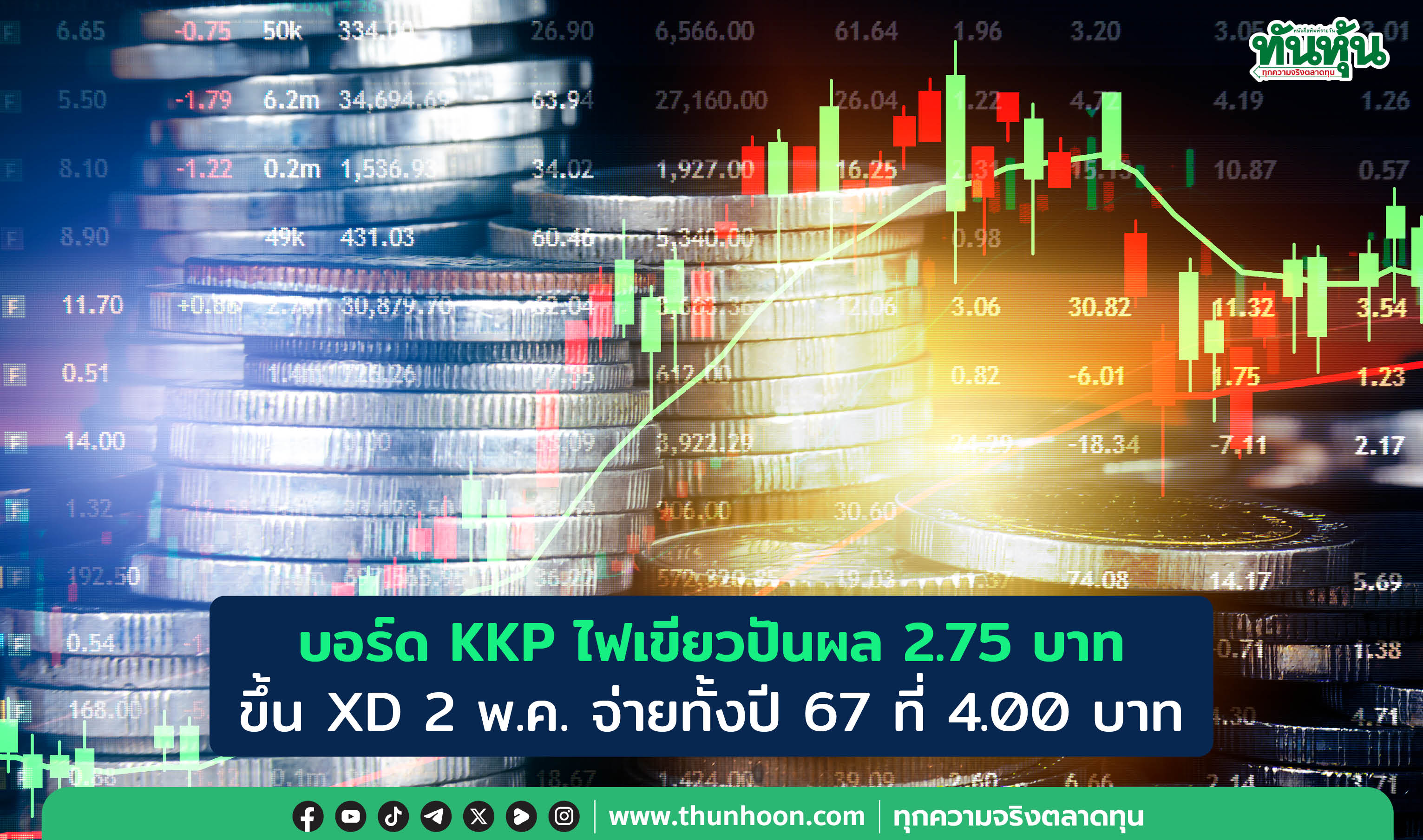 บอร์ด KKP ไฟเขียวปันผล 2.75 บาท ขึ้น XD 2 พ.ค. จ่ายทั้งปี 67 ที่ 4.00 บาท 