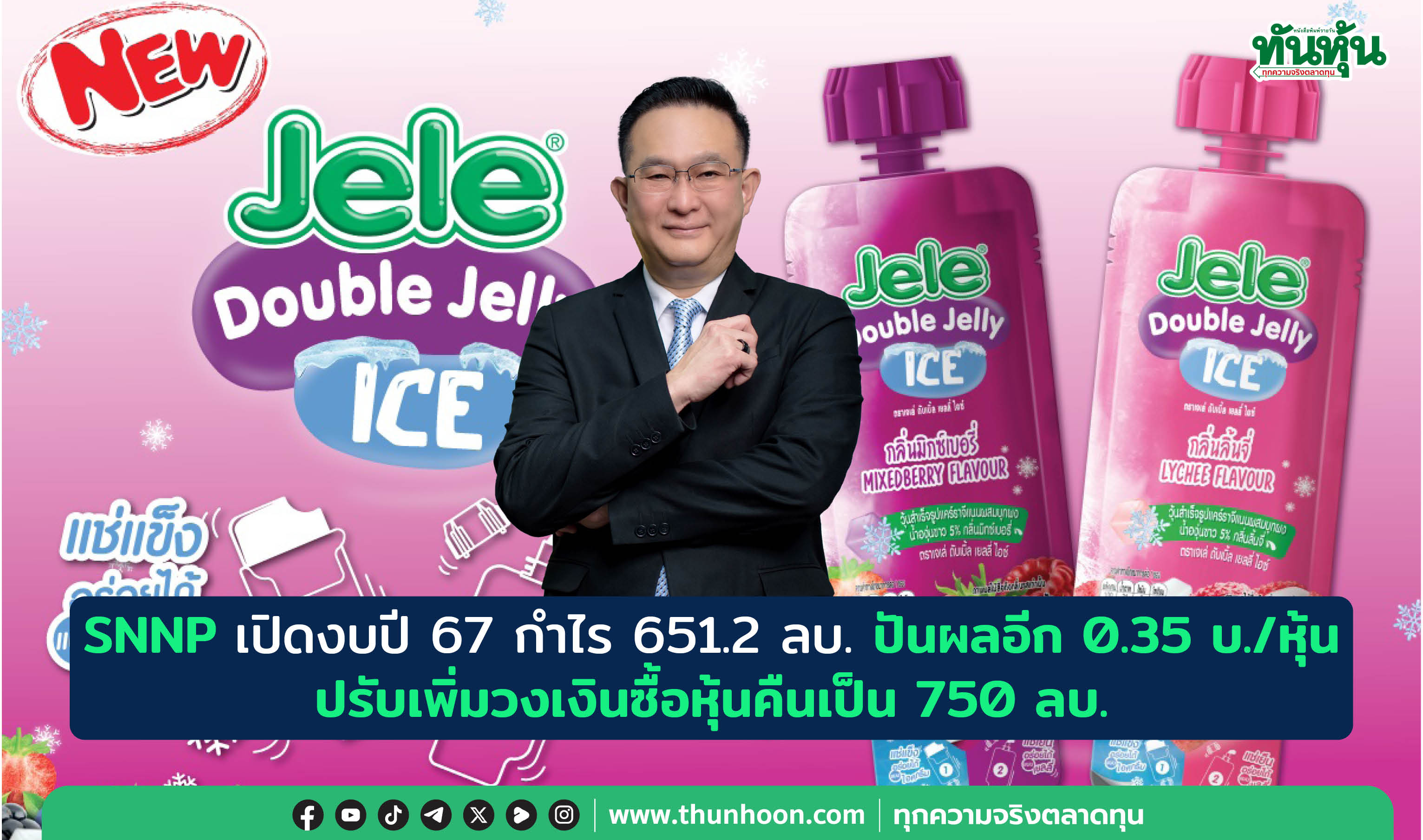 SNNP เปิดงบปี 67 กำไร 651.2 ลบ. ปันผลอีก 0.35 บ./หุ้น  ปรับเพิ่มวงเงินซื้อหุ้นคืนเป็น 750 ลบ.