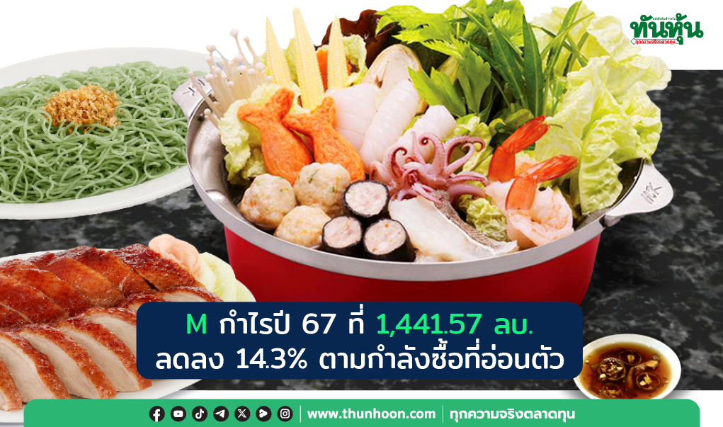 M กำไรปี 67 ลดลง 14.3% ตามกำลังซื้อที่อ่อนตัว-แข่งขันเดือด, ปันผลอีก 1 บาท