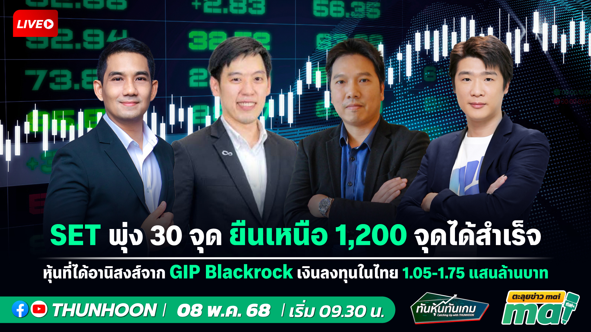 [LIVE🔴 สด] 👉: ทันหุ้นทันเกม - ตะลุยข่าวmai / 8 พ.ค.68 / 09.30-11.30 น. 🎯