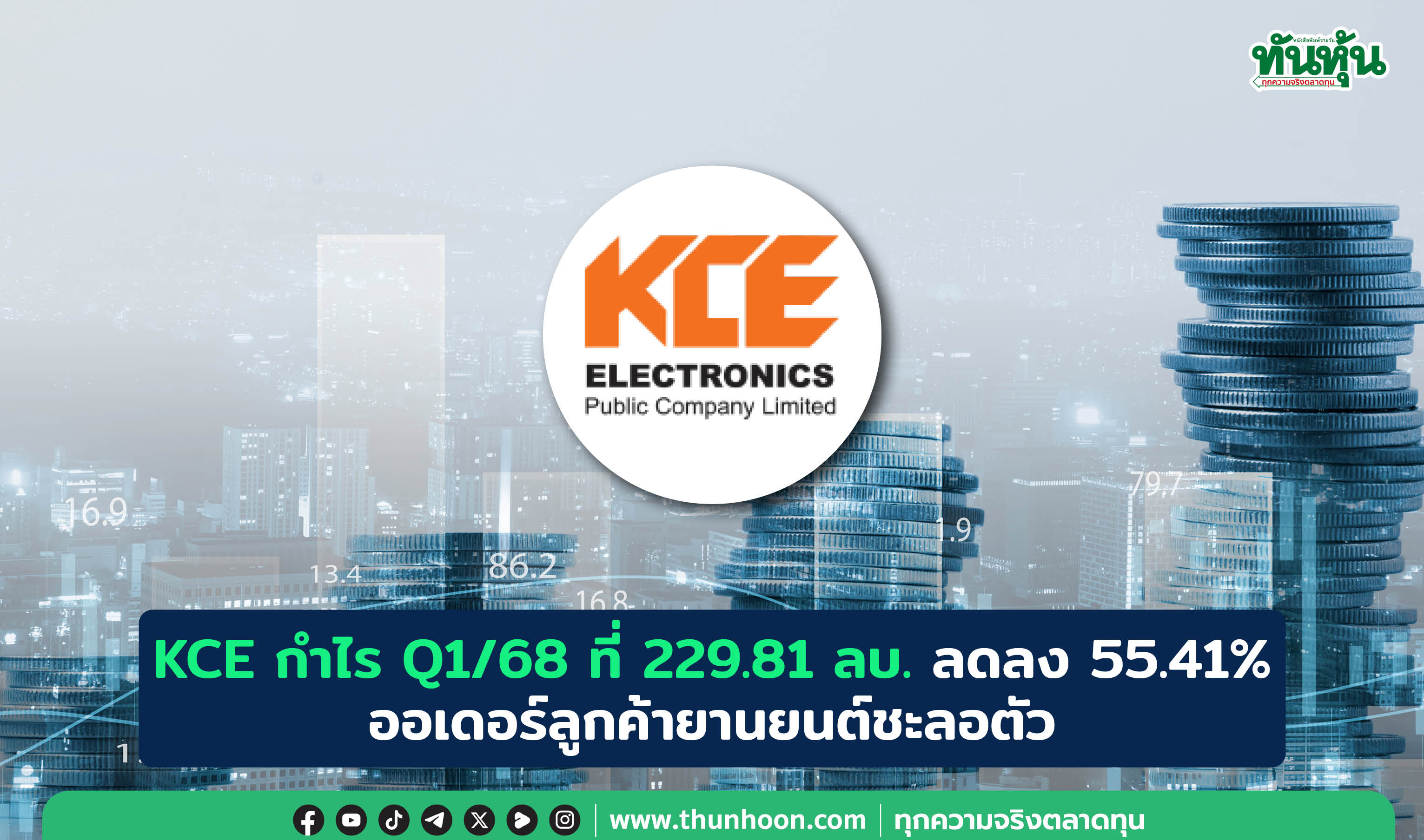KCE กำไร Q1/68 ที่ 229.81 ลบ. ลดลง 55.41% เลื่อนสร้างโรงงานใหม่