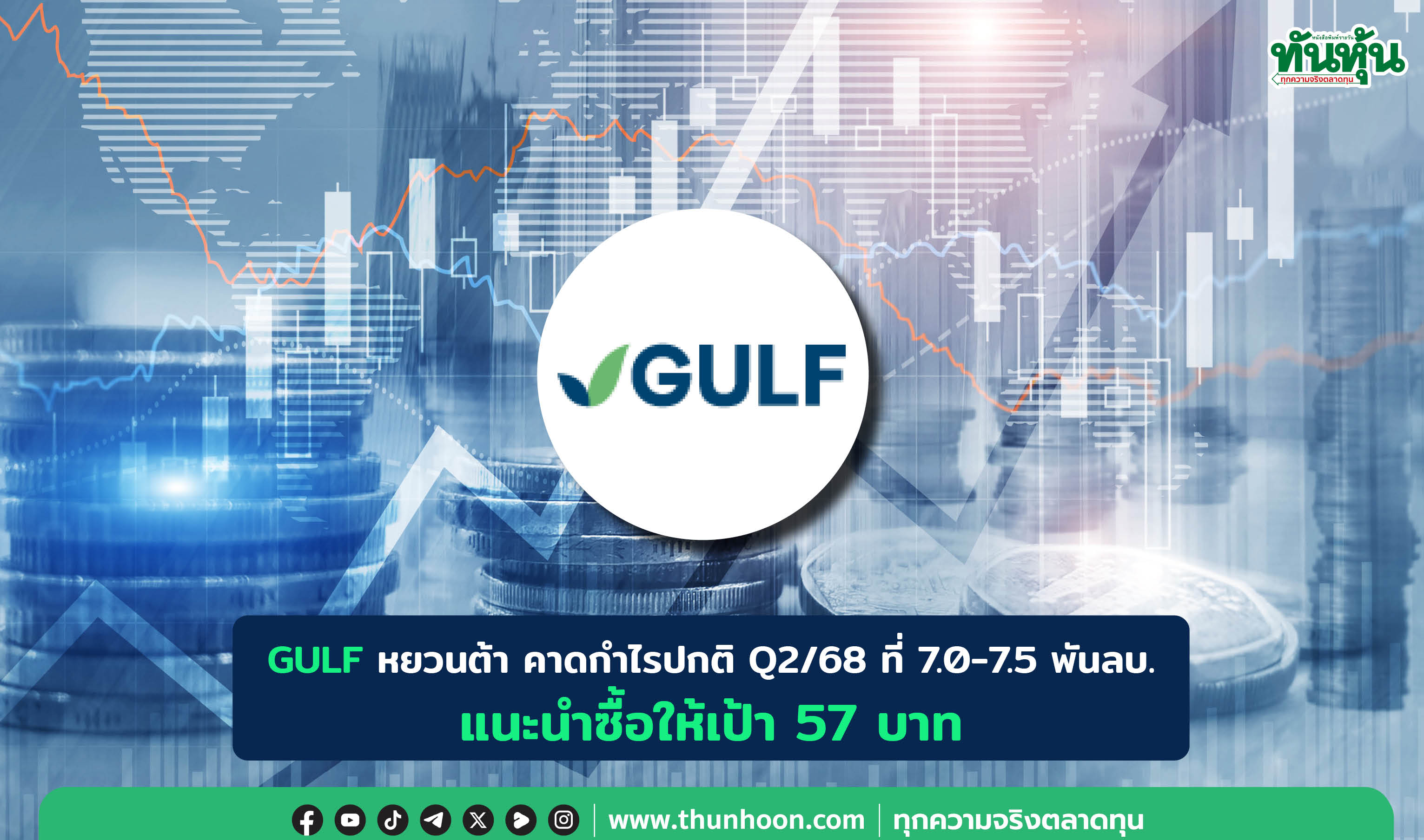 GULF หยวนต้า คากำไรปกติ Q2/68 ที่ 7.0-7.5 พันลบ. แนะนำซื้อให้เป้า 57 บาท