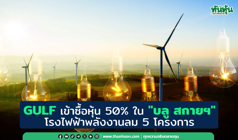 GULF เข้าซื้อหุ้น 50% ใน"บลู สกายฯ" โรงไฟฟ้าพลังงานลม 5 โครงการ 
